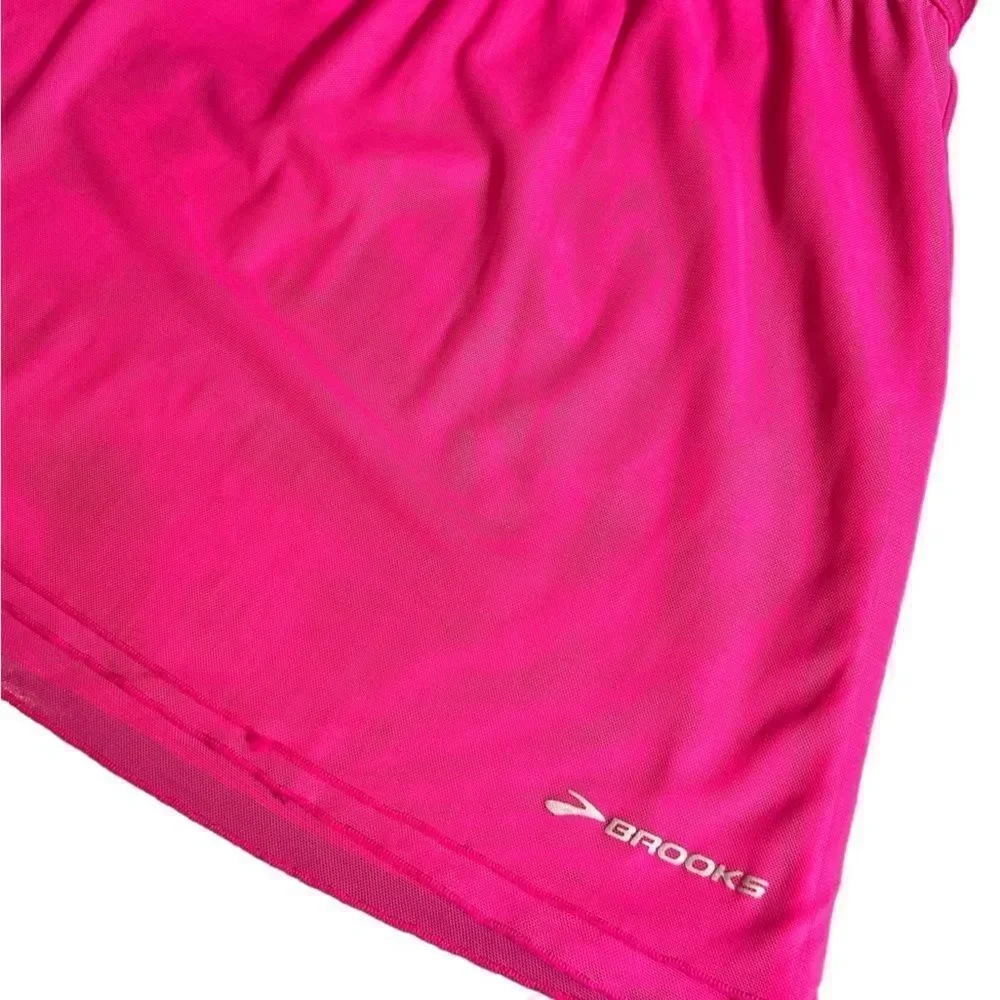 Brooks Running tank top sheer racer back orange fuchsia size small